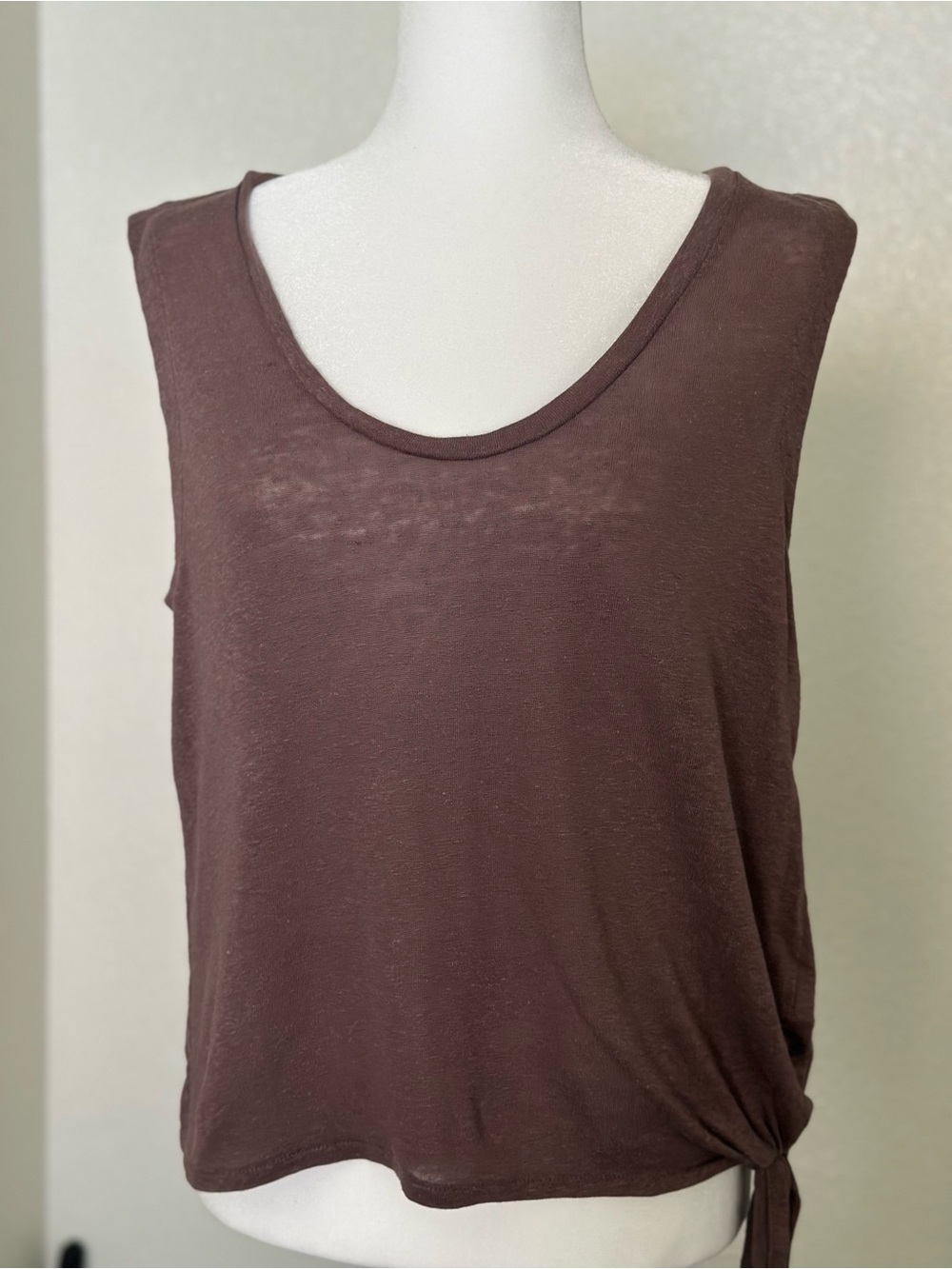 GAP Brown Scoop Neck Tank with Side Tie